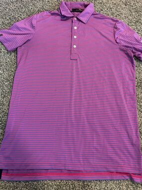 Polo rlx pink blue shirt medium Reynolds lake oconee golf Ralph Lauren